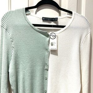 Fashion to Figure Mint & Ivory Ribbed Button Cardigan